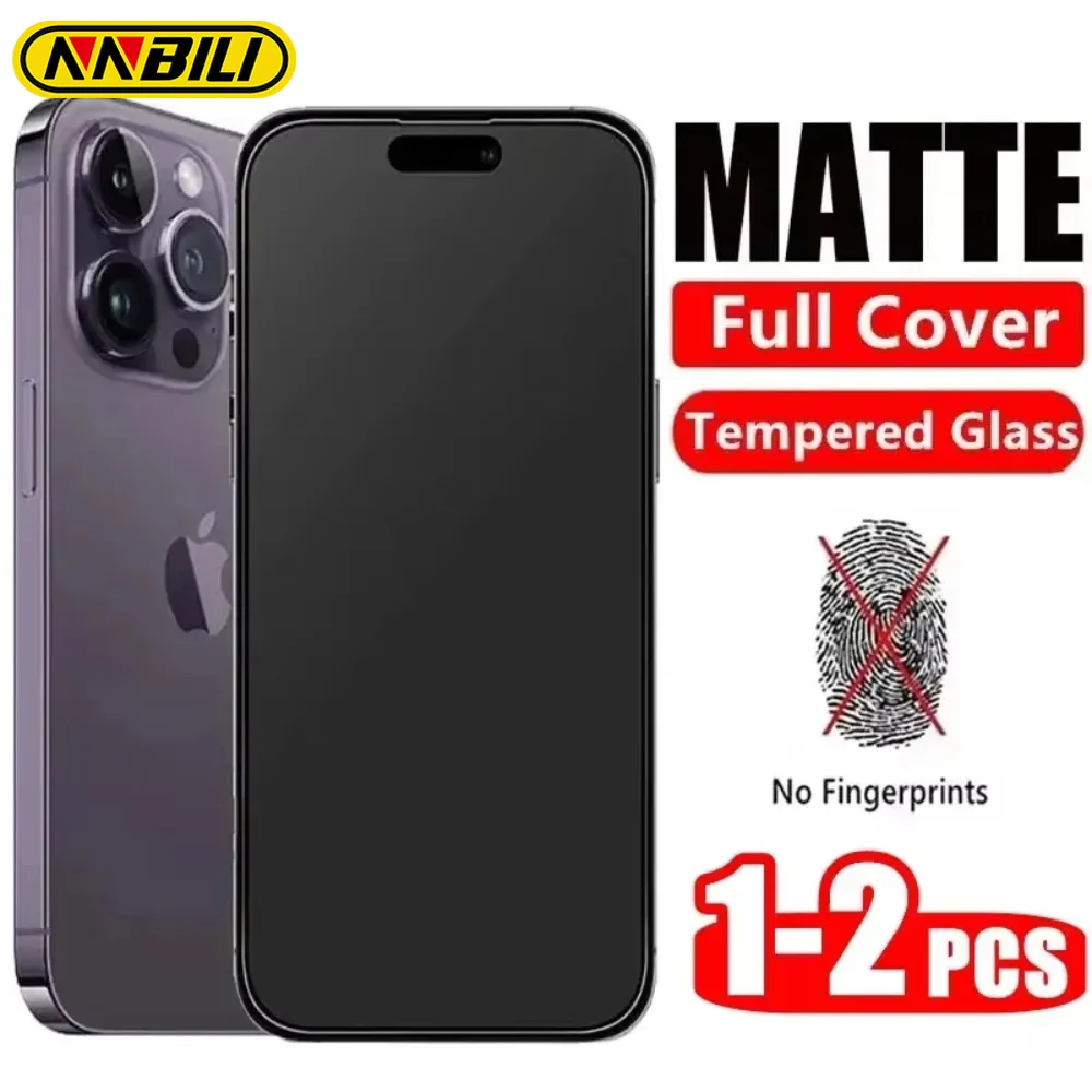NNBILI 1-2 pezzi di vetro temperato opaco per iPhone 16 15 14 12 11 13 Pro Max 16E protezioni per schermo satinate anticaduta e antigraffio