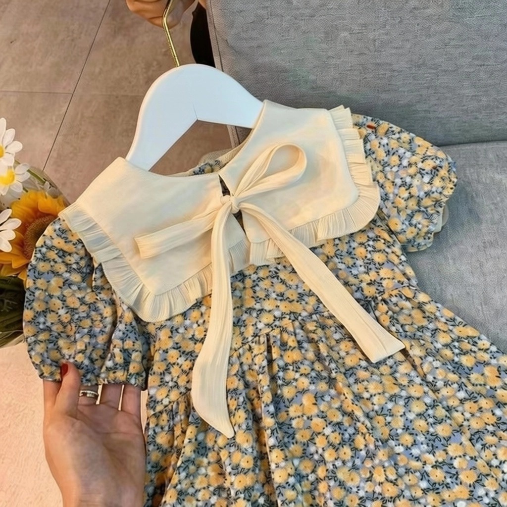 Vestido floral para niña, vestido de verano, popular en línea, vestido para bebé infantil, vestido elegante para niña pequeña