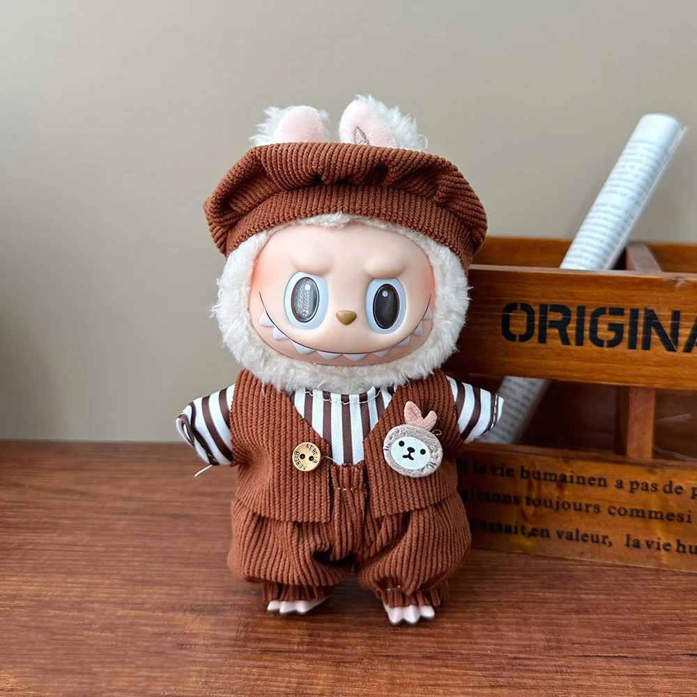 Für Ropa Labubu 17 cm Labubu-Set, Hut, Kunststil, kleine Künstlerkleidung, Labubu-Kleidung