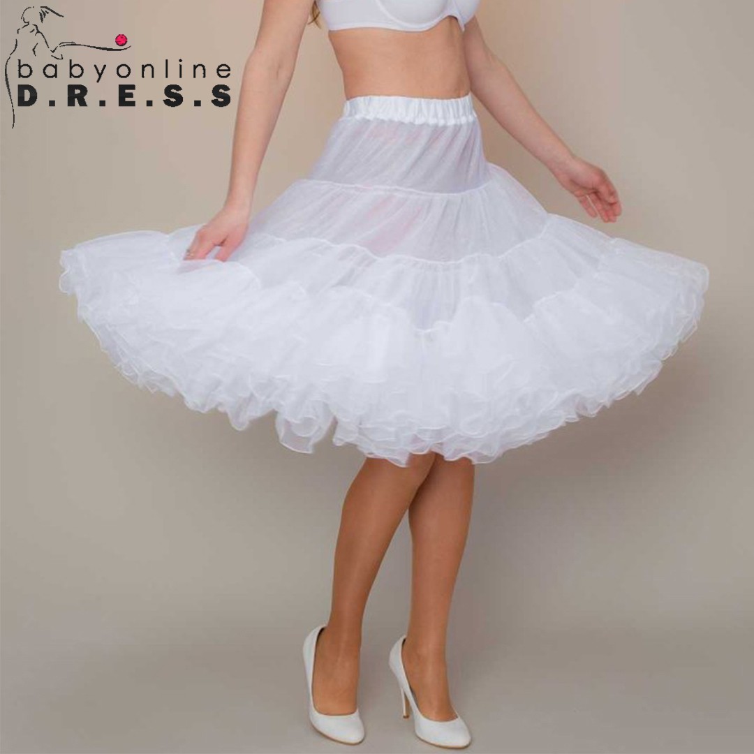 BABYONLINE Bride Short Tulle Skirt Rockabilly 90s Wedding Petticoat Crinoline Underskirt Adult Tutu Half Slips Bridal Accessorie