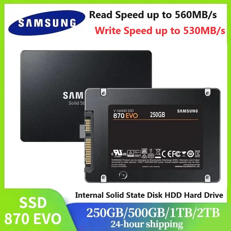 SAMSUNG SSD 870 EVO Disco de estado sólido interno HDD Disco rígido SATA3 2,5 polegadas Laptop Desktop 1TB 2TB 250GB 500GB PC MLC disco duro