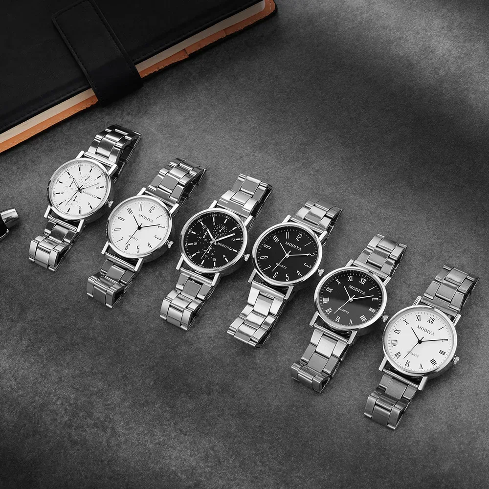 Reloj informal con correa de malla de acero inoxidable para hombre, reloj de cuarzo con esfera Simple, esferas redondas, reloj de pulsera de negocios Orologi Di Lusso Leggeri
