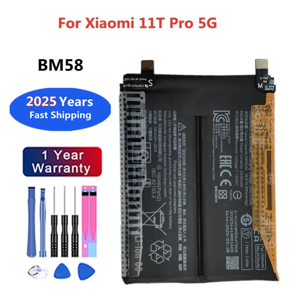 2025 Years Battery For Xiaomi 11T Pro 5G 11TPro BM58 Phone Battery 5000mAh Replacement Batteries In Stock