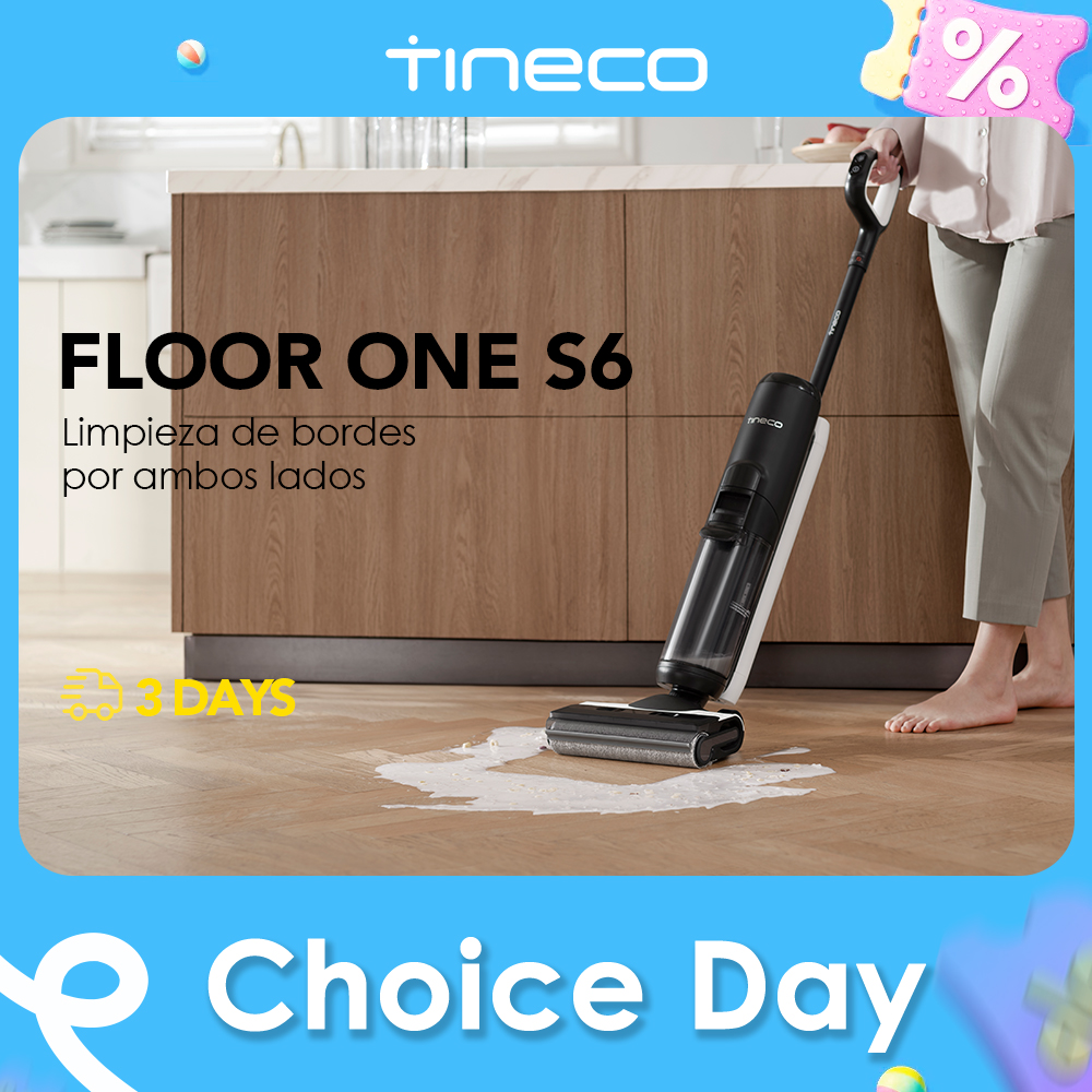 Tineco Floor One S6 – Lavadora de Pisos Inalámbrica Todo en Uno, Limpieza de Bordes de Doble Cara, Tiempo de Funcionamiento Largo, Ideal para Suciedad Pegajosa/Pelo de Mascotas, Autolimpieza