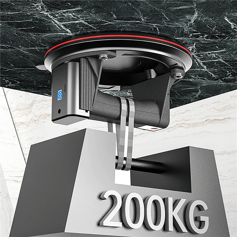 Ventosa elétrica a vácuo com capacidade de carga de 200kg, levantador de vácuo resistente, adsorção, telha de granito, bomba de ar de elevação de vidro, 8/9 polegadas