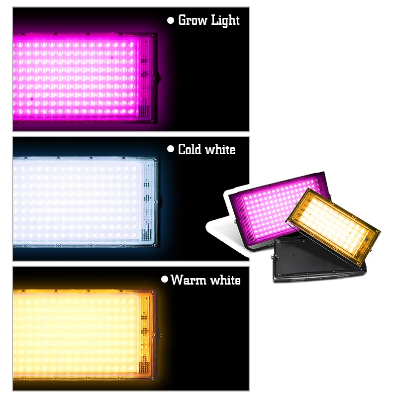 AC 220V 50W 100W oświetlenie do uprawy roślin lampy fito Led pełnozakresowy reflektor do uprawy do szklarni hydroponika wzrost Fitolampy