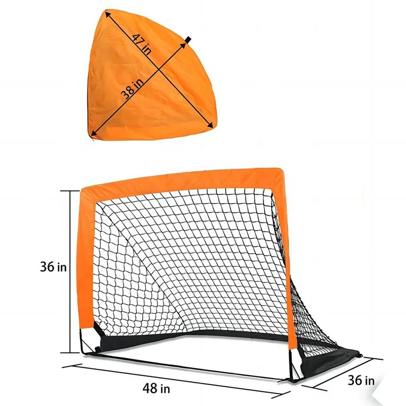 Gawang Sepak Bola Lipat Portabel Bahan Fiberglass Model Kotak, Set Gawang Sepak Bola Pop-Up dengan Tas, Peralatan Latihan