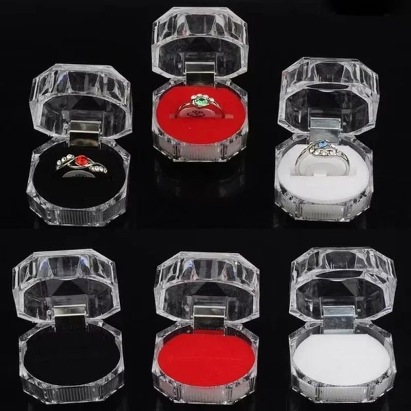 1/50pcs Crystal Transparent Rings Earrings Display Boxes Wedding Ring Box Jewelry Boxes and Packaging Jewelry Organizer Gift Box