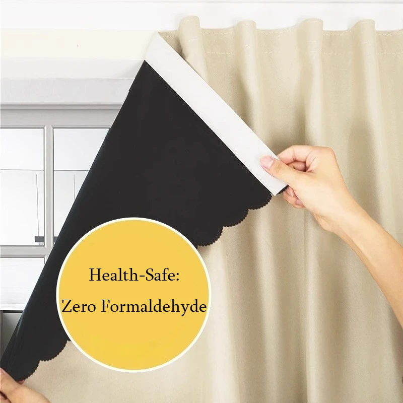 No Drill Blackout Curtains 100% Light Blocking Hook & Loop Thermal UV Proof for Windows Bedroom Living Room Modern Home Decor