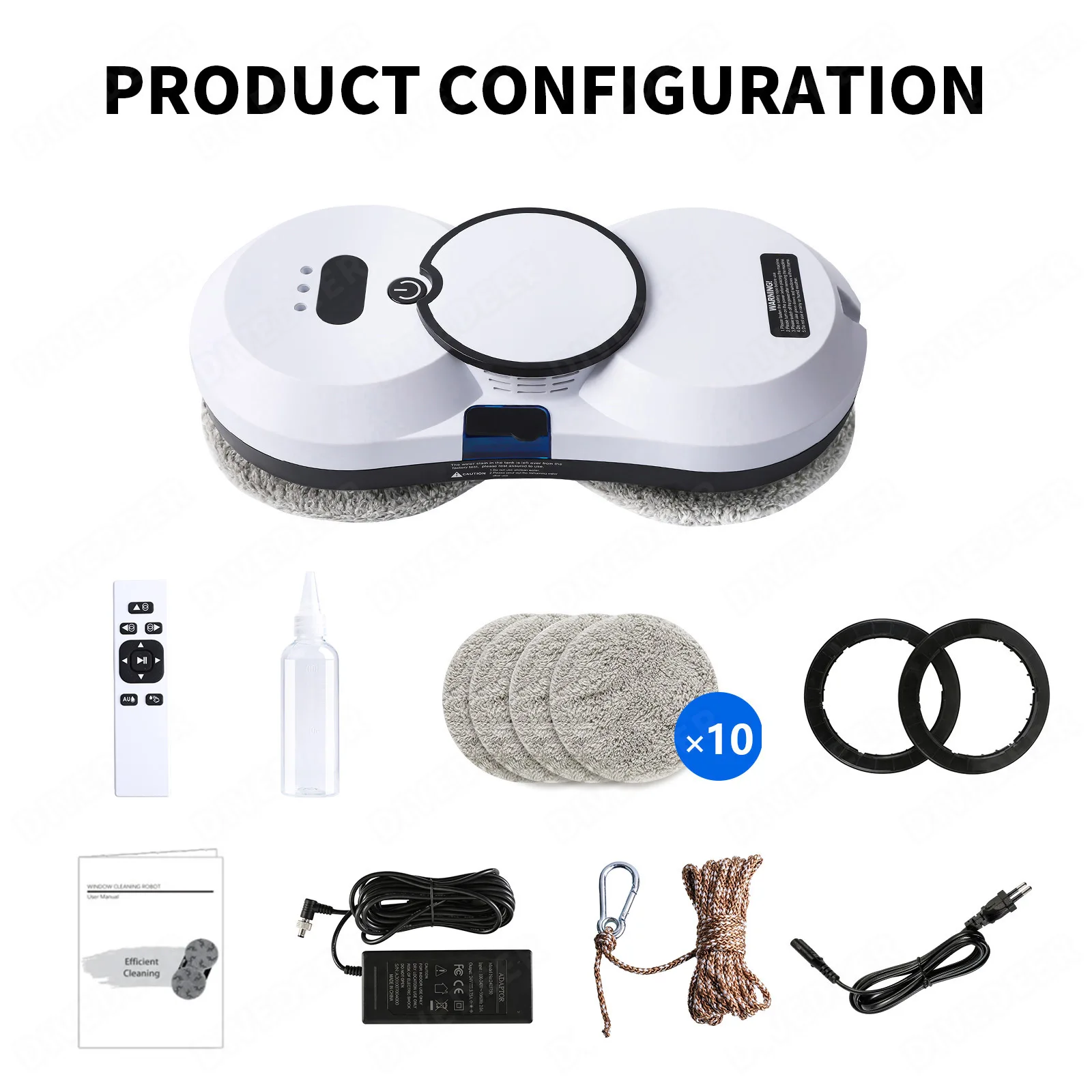 DIVEDEER Modello automatico di spruzzo d'acqua a due vie lavavetri elettrico domestico intelligente macchina per la pulizia dei vetri one-touch