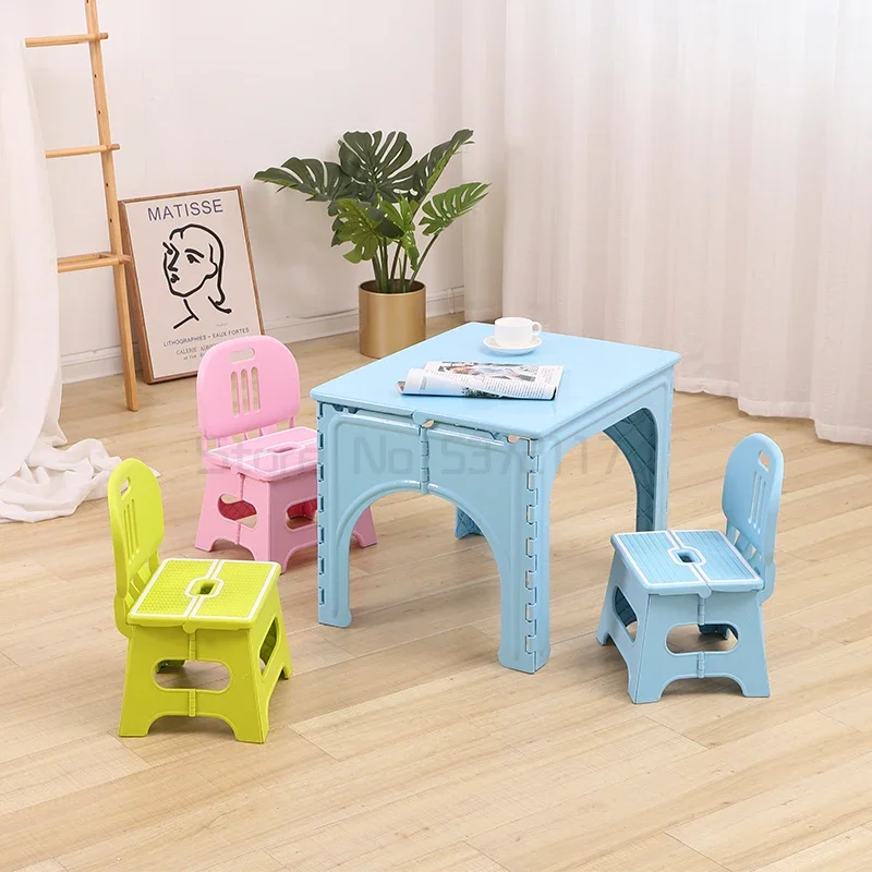 Trẻ Em Nhựa Gấp Gọn Bàn Ghế Bộ Trẻ Em Của Nhà Văn Bàn Ngoài Trời Di Động Để Bàn Gấp Gọn Mẫu Giáo Đồ Nội Thất