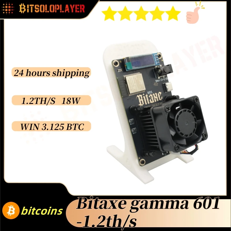 Bitaxe Gamma 601 1.2th/s 18W BM1370 Bitcoin ASIC Miner Open Source Bitcoin Miner com fonte de alimentação 5V6A