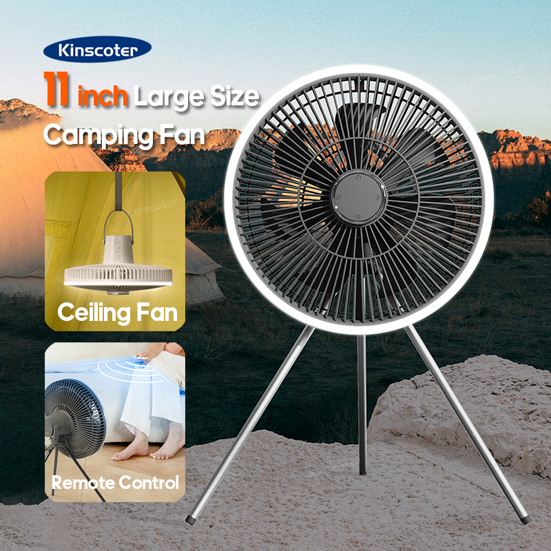 KINSCOTER 10000 мАч уличный вентилятор для кемпинга 11 дюймов большой потолочный вентилятор со светодиодной подсветкой штатив многофункциональный вентилятор-кулер с циркуляцией воздуха