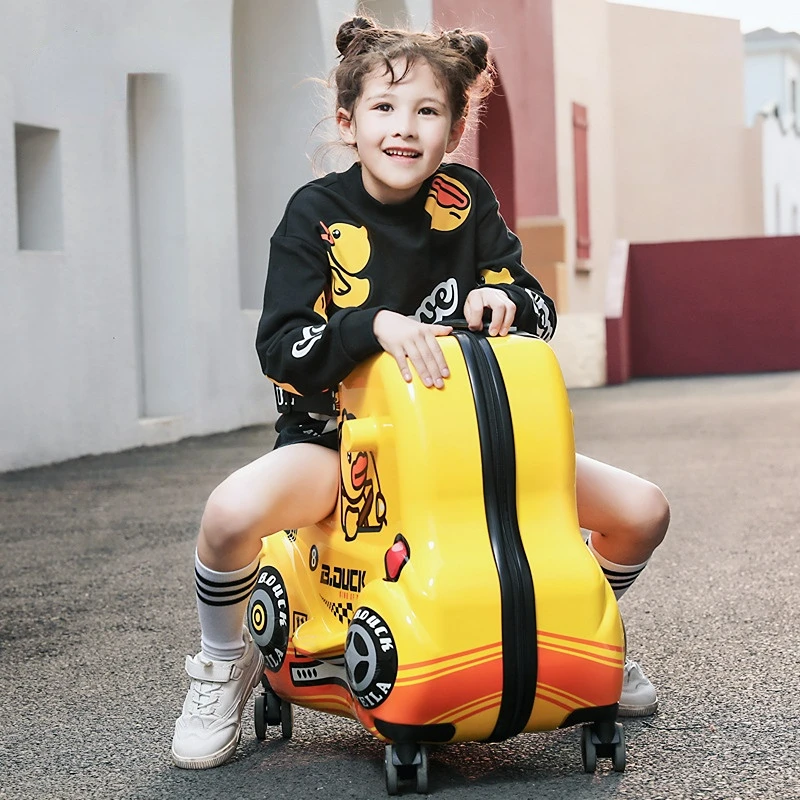 Sacos de viagem para crianças, Bagagem do tamanho médio, Mala de viagem com rodas, Little Yellow Duck Rolling Bagagem Case