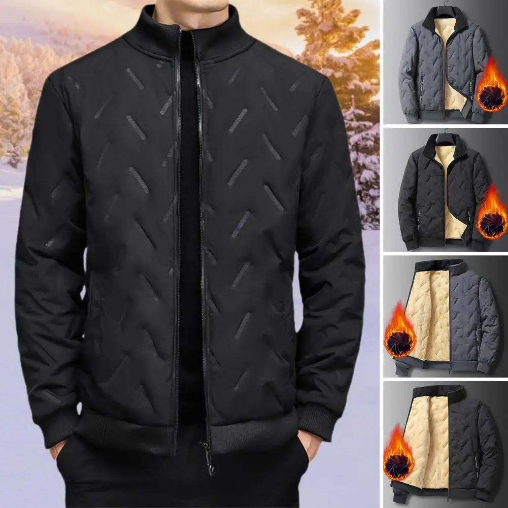 Abrigo de algodón de invierno para hombre, abrigo de algodón de lana de cordero recortado grueso, chaqueta acolchada de algodón cálida informal de negocios a prueba de viento