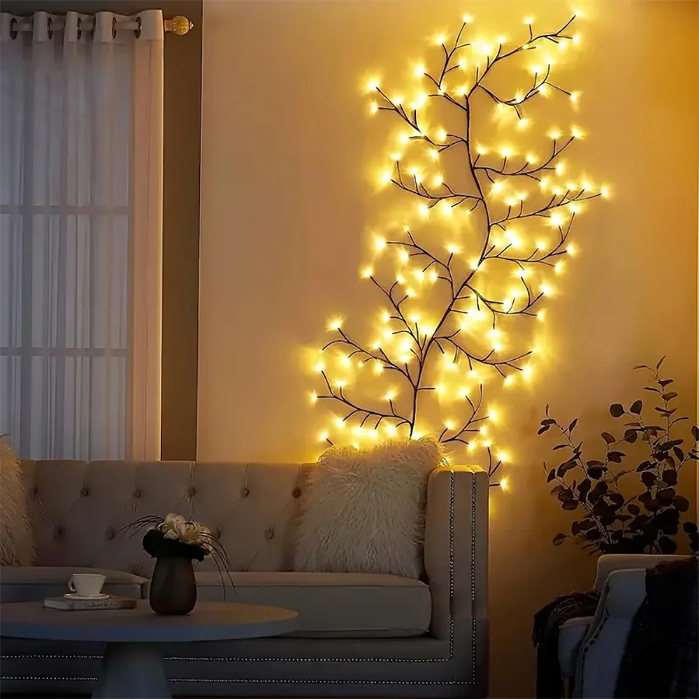 96個のLEDを備えたクリスマスライトボックス,木とつるの形をしたUSBケーブルを備えたムードライト,室内装飾ライト,部屋の壁に最適,8モード,1ユニット