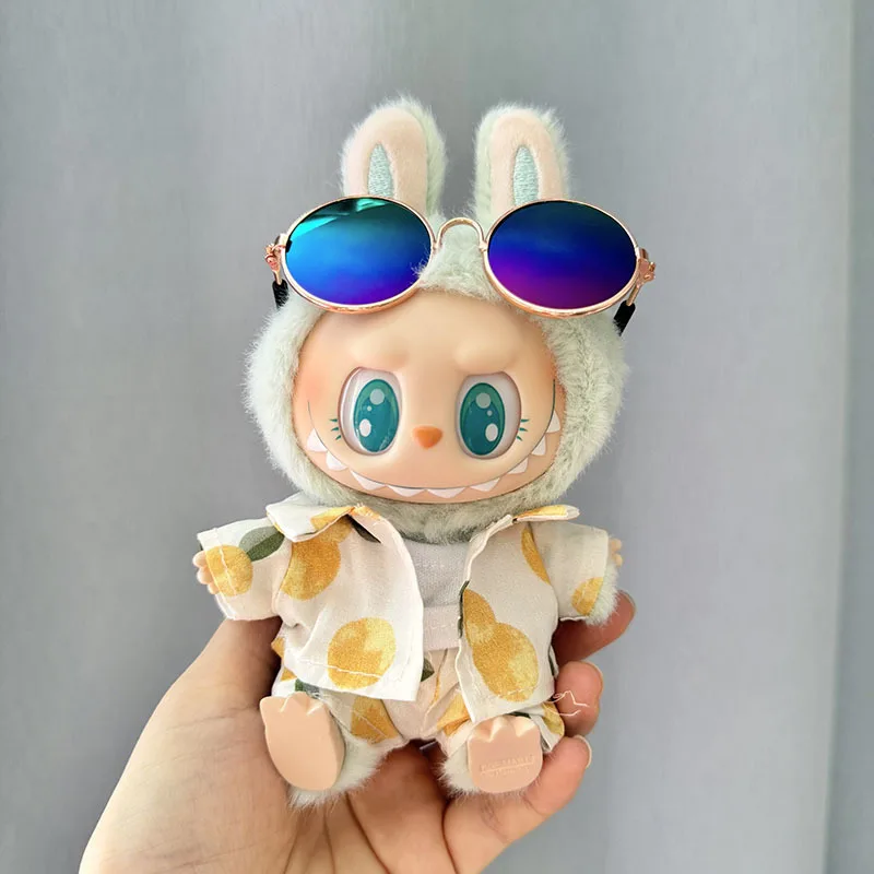 Ubranka dla lalek Labubu, ubranka w stylu plażowym, ogrodniczki, ubrania dla lalek Labubu Idol V1 V2, akcesoria dla lalek, pluszowa lalka 15/17 cm