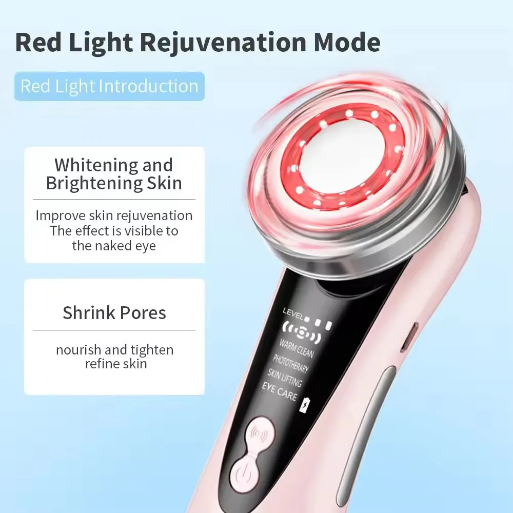 Escova elétrica de limpeza facial com luz LED, ferramenta recarregável USB para cuidados com a pele, bateria de lítio, com presente para mãe e esposa