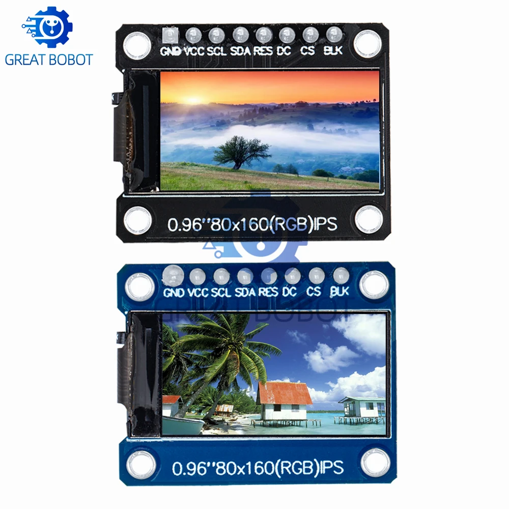 BS TFT 디스플레이 0.96 인치 IPS 8P SPI HD 65K 풀 컬러 LCD 모듈, ST7735 드라이브 IC 80x160 (OLED 아님), 아두이노 블랙