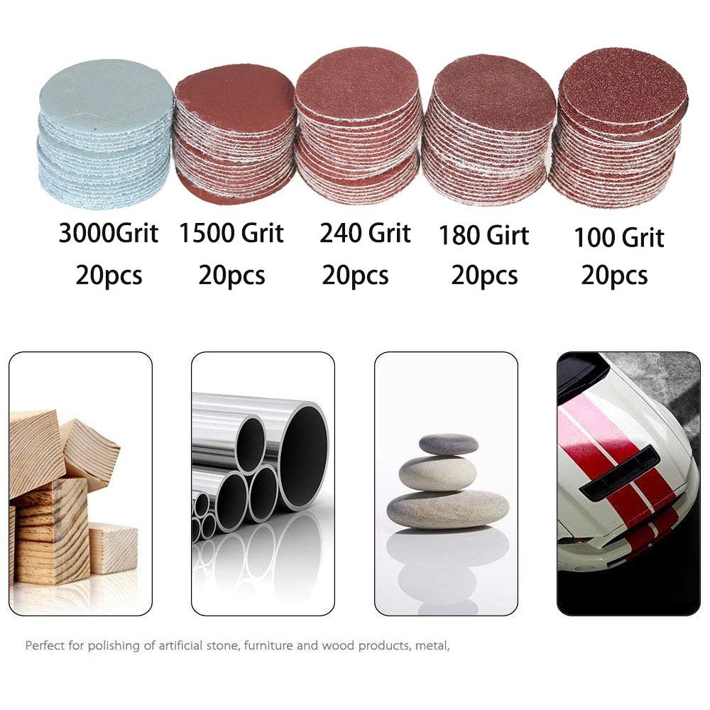 100pcs 1inch (25mm) Sanding Discs Pad 100-3000 Grit Abrasive Polishing Pad Kits for Dremel Rotary Tool Sandpapers Accessories AA