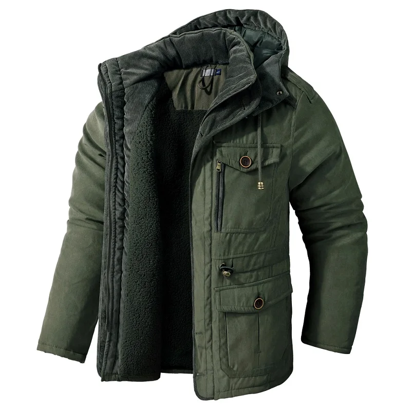 Chaqueta gruesa con capucha para hombre, Parka informal a prueba de viento, Color sólido, talla grande, con múltiples bolsillos, S-2Xl, novedad de invierno, 2024