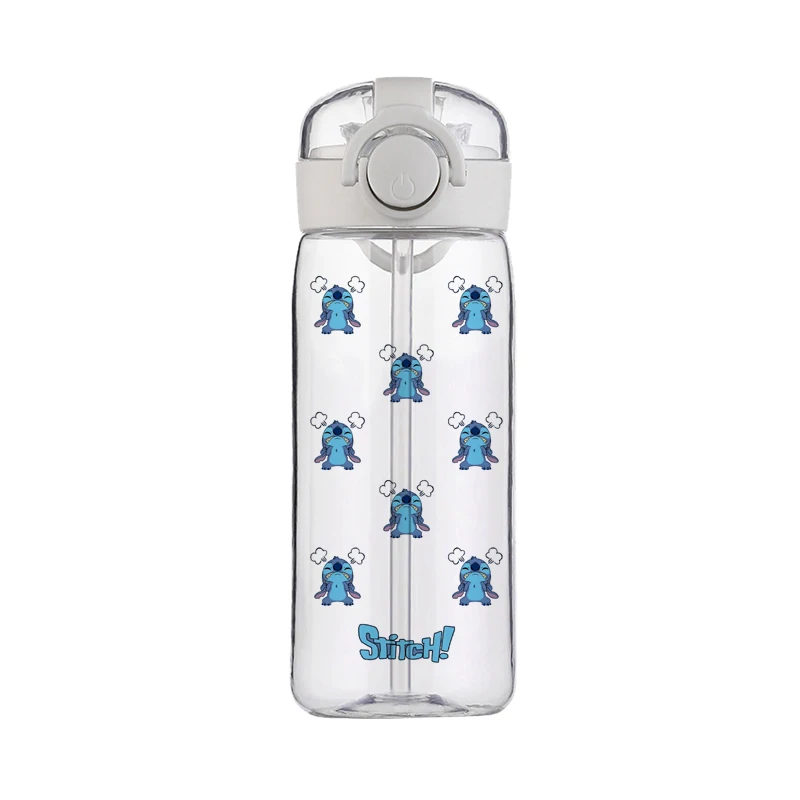 Taza de punto de Disney, botella de agua transparente de alta calidad para deportes al aire libre, bonita botella de agua escolar de plástico a prueba de fugas para niños, 400ML