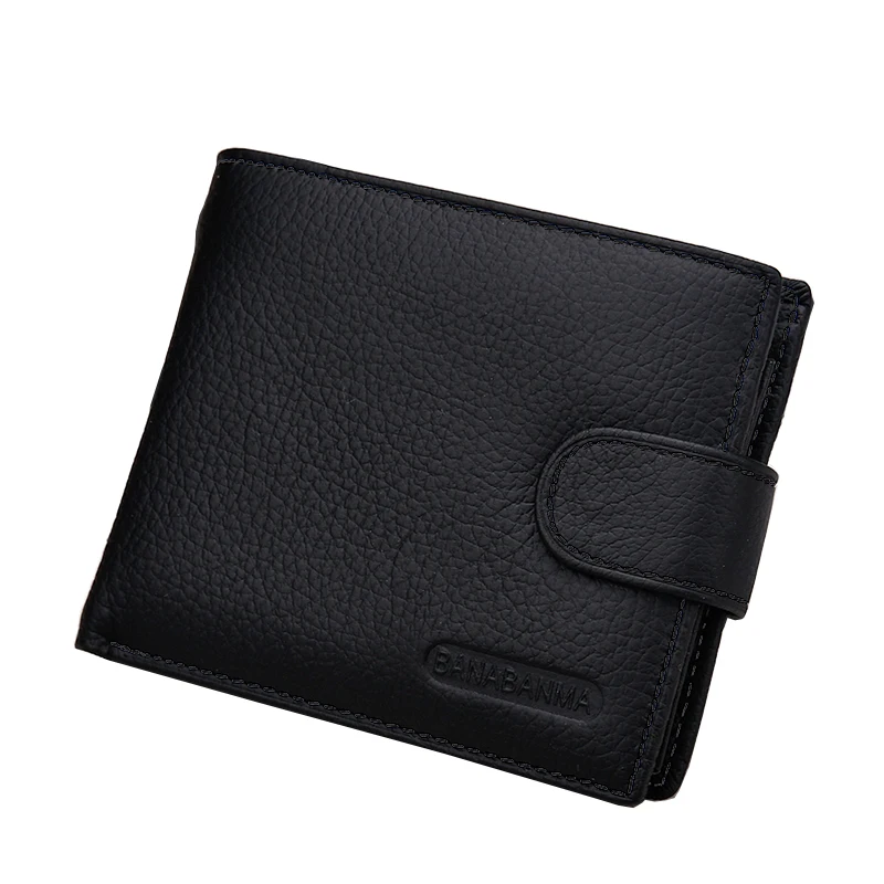 Cartera de cuero genuino para hombre, monedero corto con Clip para dinero, monedero de cuero suave para hombre con hebilla, billetera Zippe con múltiples posiciones para tarjetas