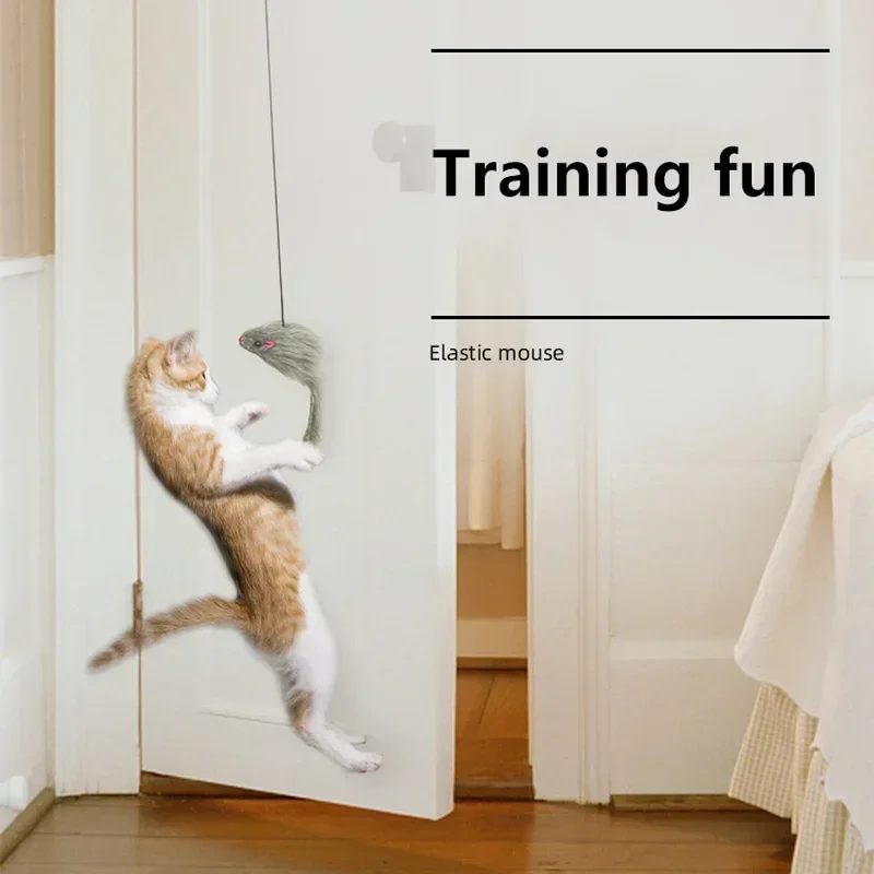 Simulatie Muis Katten Speelgoed Grappig Zelf-hey Hangende Deur Intrekbare Katten Stok Krastouw Muis Kat Interactief Speelgoed Kat Benodigdheden