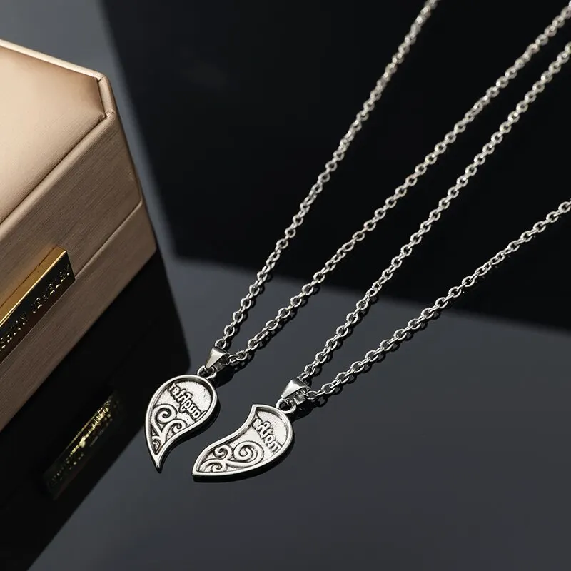 2 pezzi di collana placcata in argento antico alla moda madre bella figlia combinazione per amore gioielli in stile genitore-figlio