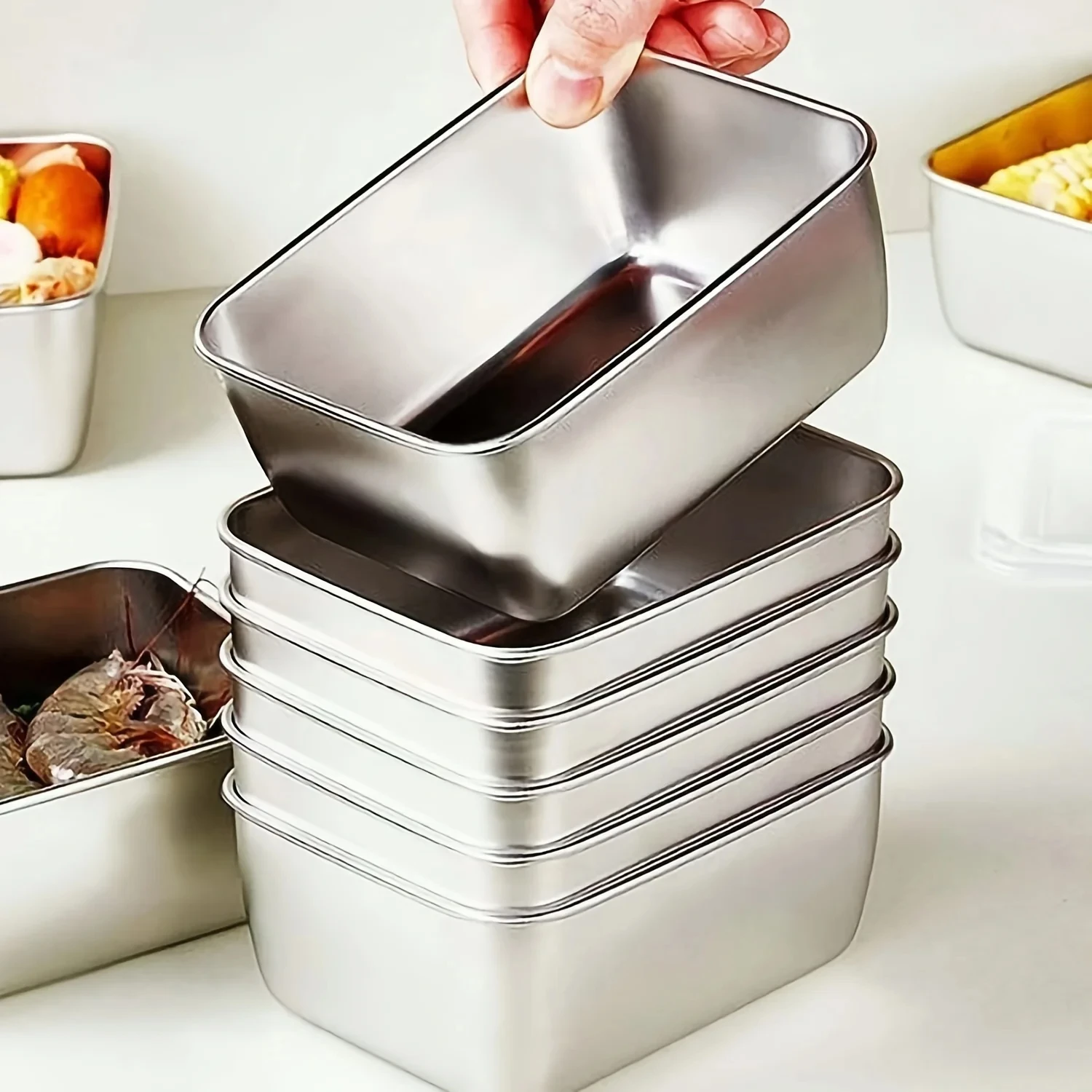 6/12-delige roestvrijstalen voedselopslagcontainers set met deksels - lekvrij, stapelbaar en herbruikbaar voor kamperen, picknicks, school