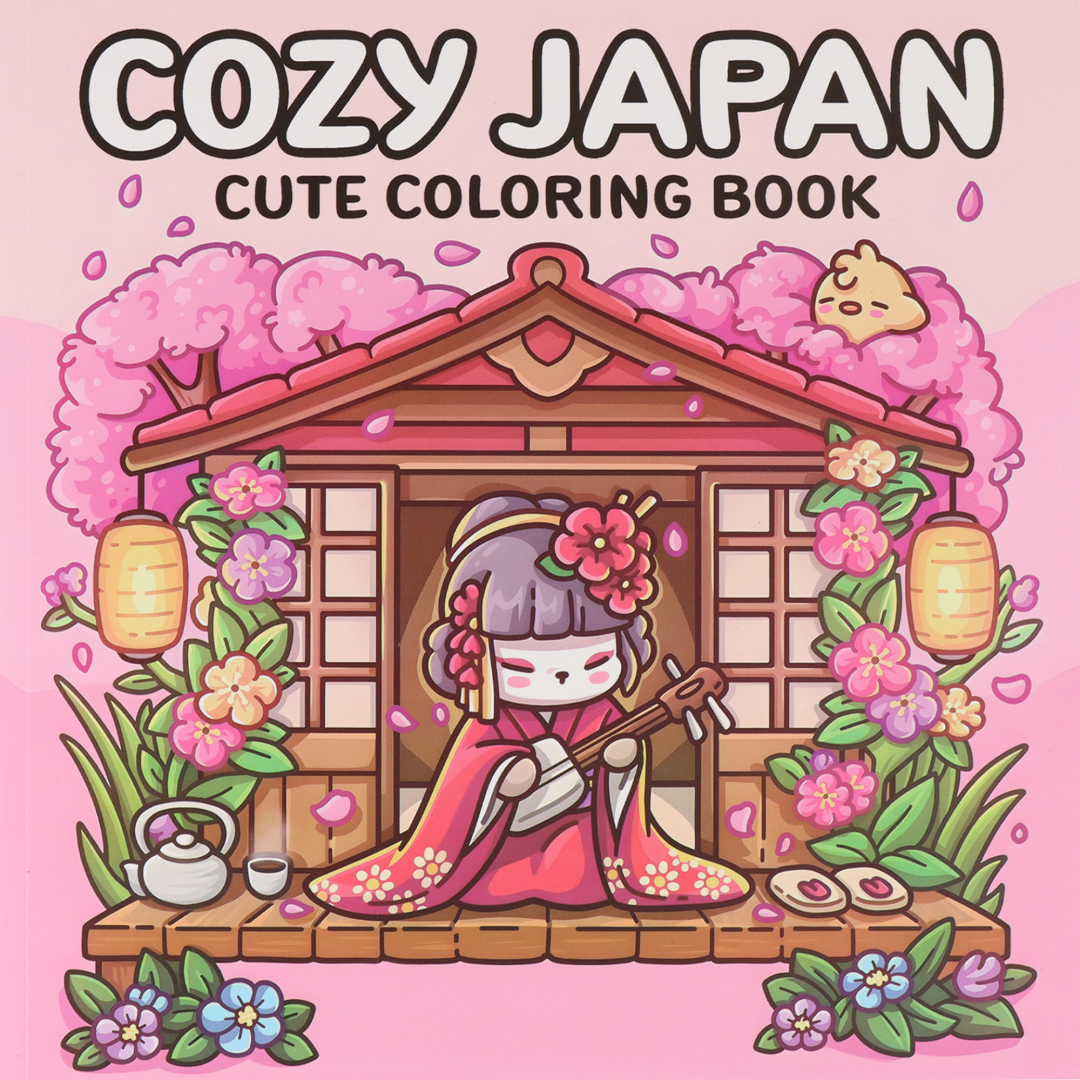 Cozy Japan: Cute Coloring Book for Adults and Teens with Charming Characters and Delightful Japanese Scenes for Relaxation