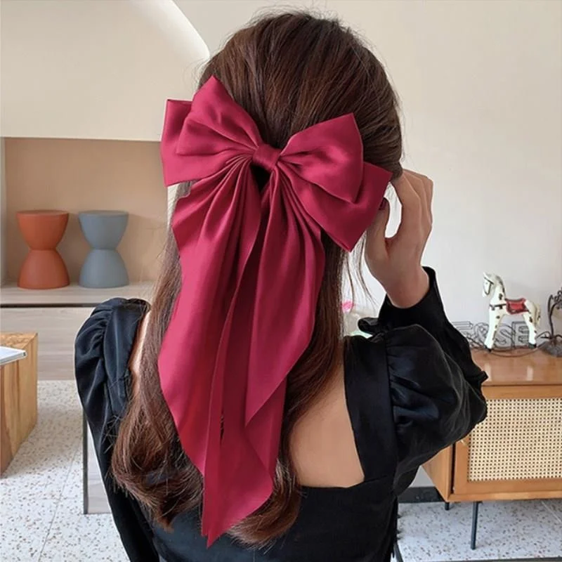 Áo Voan Nơ Tóc Cột Tóc Kẹp Tóc Nữ Lớn Nơ Bám Bẩn Kẹp Tóc Barrettes Bé Gái Màu Đuôi Ngựa Kẹp Phụ Kiện Tóc Mũ Đợi Đầu Đa Năng Tặng
