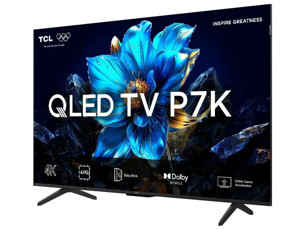 Smart TV 65" TCL 4K UHD QLED 65P7K Google TV AiPQ Google Assistente 3 HDMI 1 USB