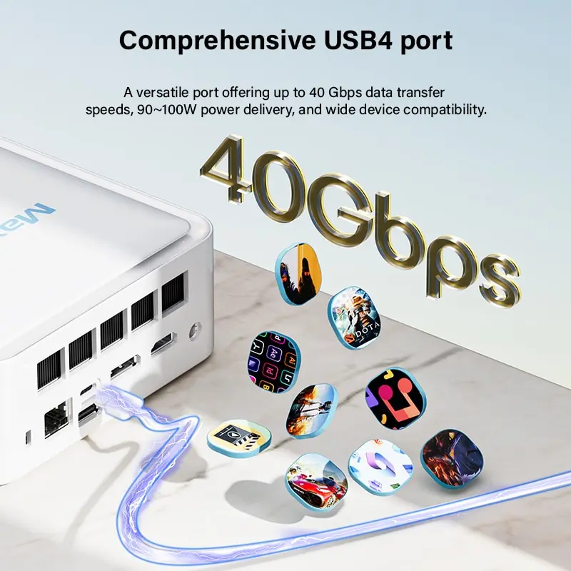 Compute Mini PC Ryzen R5 6600H R9 6900HX Prozessor DDR5 RAM M.2 2280 SSD 8 Kerne 4,9 GHz Gamer Mini PC Windows 11 mit WIFI6 BT5.2