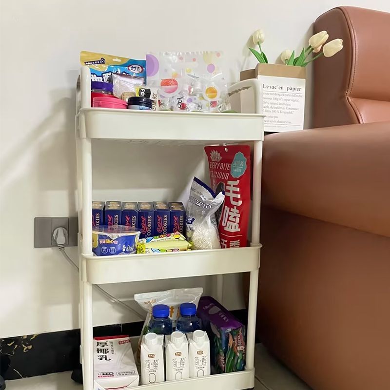 Four wheel rolling storage cart, mobile snack box and bathroom organizer, easy to assemble frame