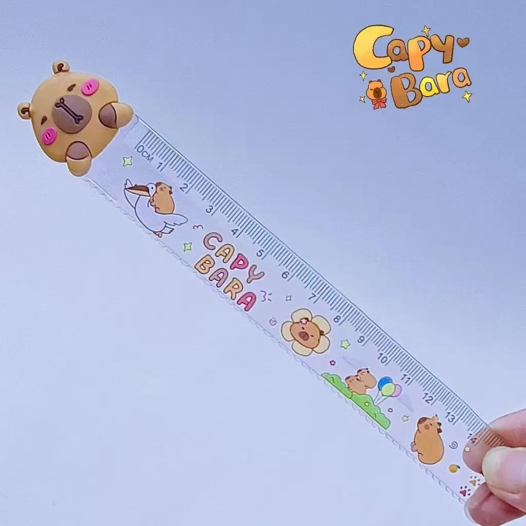 4 ชิ้น/ล็อต Capybara 15 ซม.โปร่งใสพลาสติกไม้บรรทัดตรงสร้างสรรค์การ์ตูนบุ๊คมาร์คน่ารักนักเรียนเครื่องเขียนของขวัญวันเด็ก