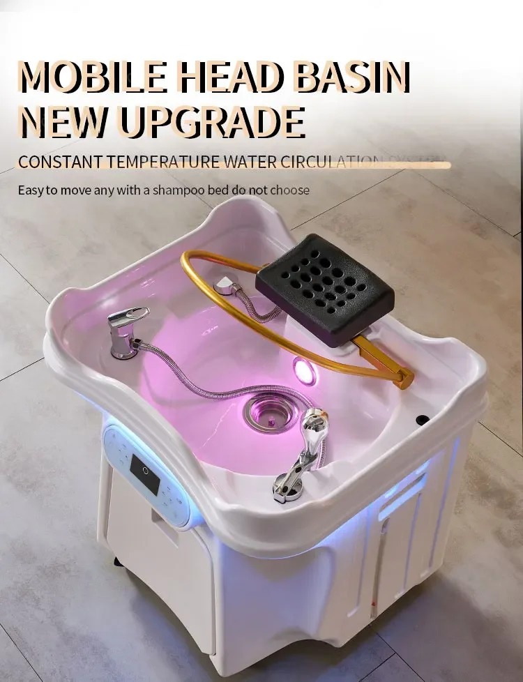 Bewegliches Spa-Bett mit Kopfstütze, Shampoo-Stuhl, Salonmöbel, Haarpflege-Styling-Zubehör