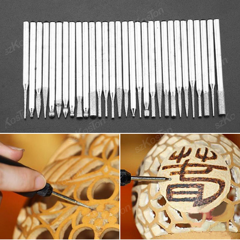 Conjunto de brocas de diamante com haste, 30 peças com caixa para moedor elétrico dremel, acessórios de energia, broca abrasiva, conjunto de ferramentas rotativas 2.35/3mm