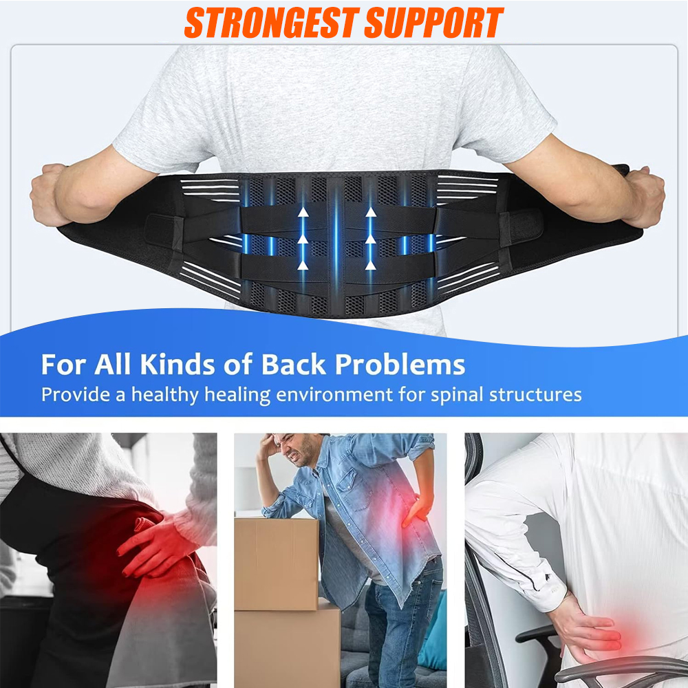 Back Brace Immediate Relief from Back Pain,Sciatica - Breathable Mesh Design with Lumbar Pad- Adjustable Support Straps for Work