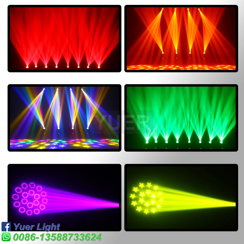 4 ชิ้น 200 วัตต์ LED แหวน Beam Spot Moving Head Light 18 หมุนปริซึม Rainbow Effect DMX512 Disco Party Club Stage ไฟ
