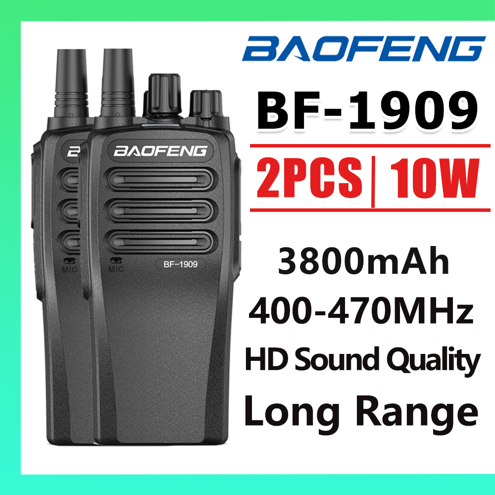 Baofeng BF-1909 2PCS 10W Interfono ad alta potenza UHF 400-470MHz Citofono bidirezionale portatile Radio CB remota