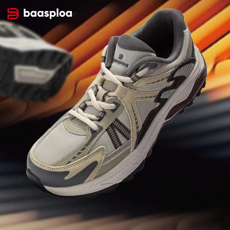 Baasploa Neue Männer Laufschuhe Outdoor Lässig Leichte Atmungsaktive Turnschuhe Männlichen Dämpfung Nicht-Slip Vintage Sport Schuhe