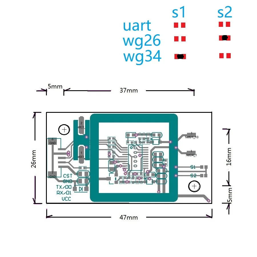 Double Frequency 125khz 13.56mhz RFID Card Reader Module Wiegand Uart TTL