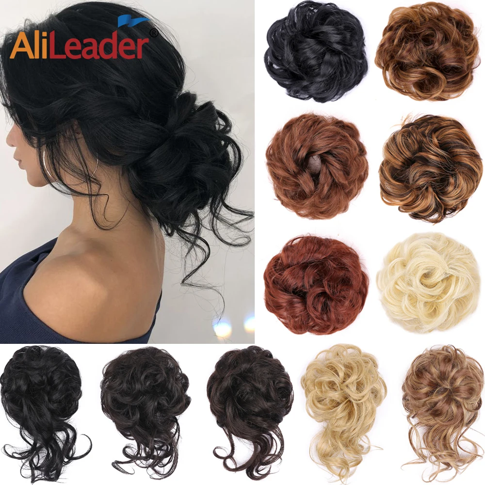 Tổng Hợp Búi Tóc Rối Scrunchy Tặng Lượn Sóng Chignon Thun Scrunchie Tóc Miếng Cô Dâu Bộ Tóc Giả Dễ Dàng Bun Updos Nữ Bé Gái
