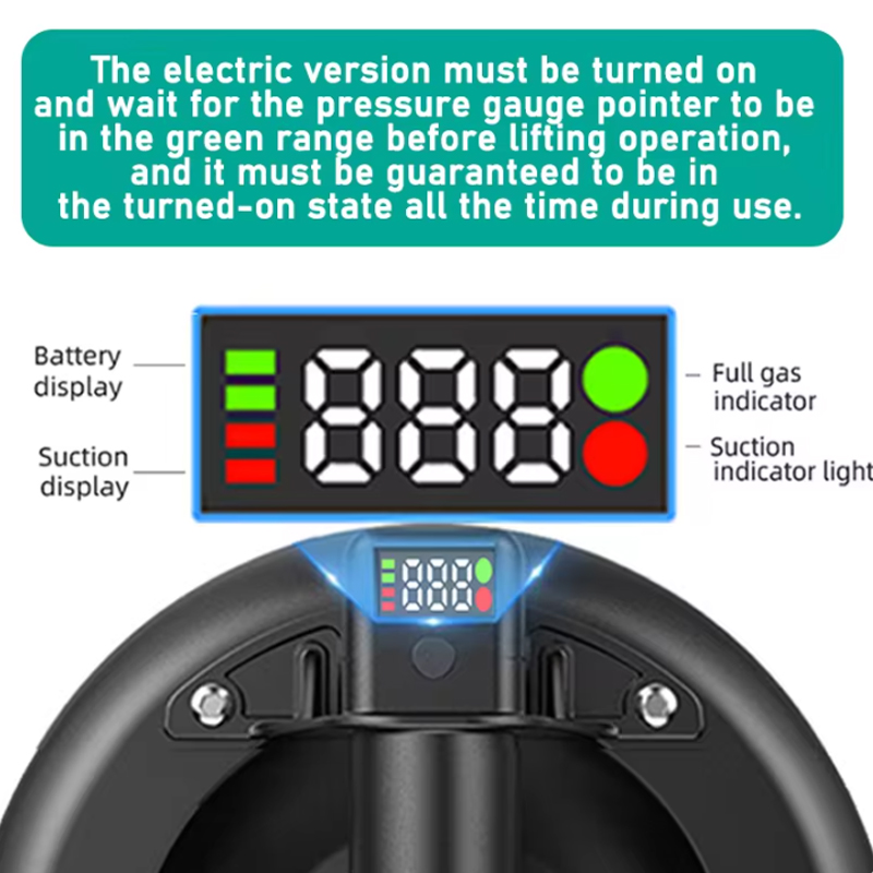 Ventosa a vácuo elétrica de 8 polegadas com suporte de carga de 250kg, ventosa a vácuo resistente, telha de granito, vidro, potência de elevação manual