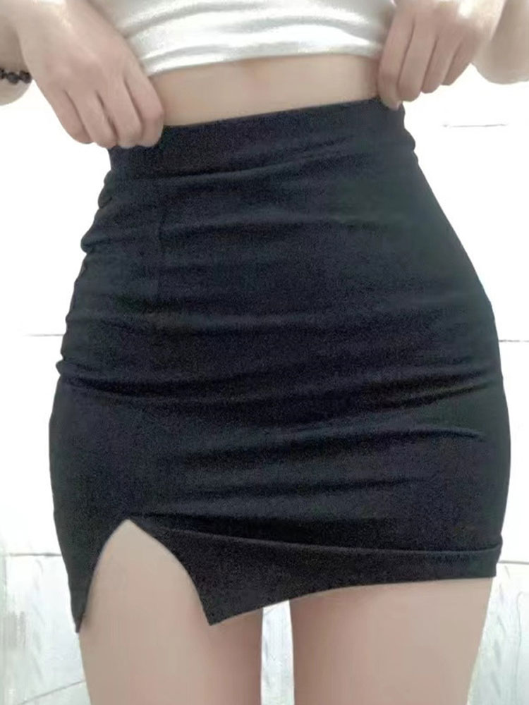 Юбка женская облегающая с завышенной талией и разрезом