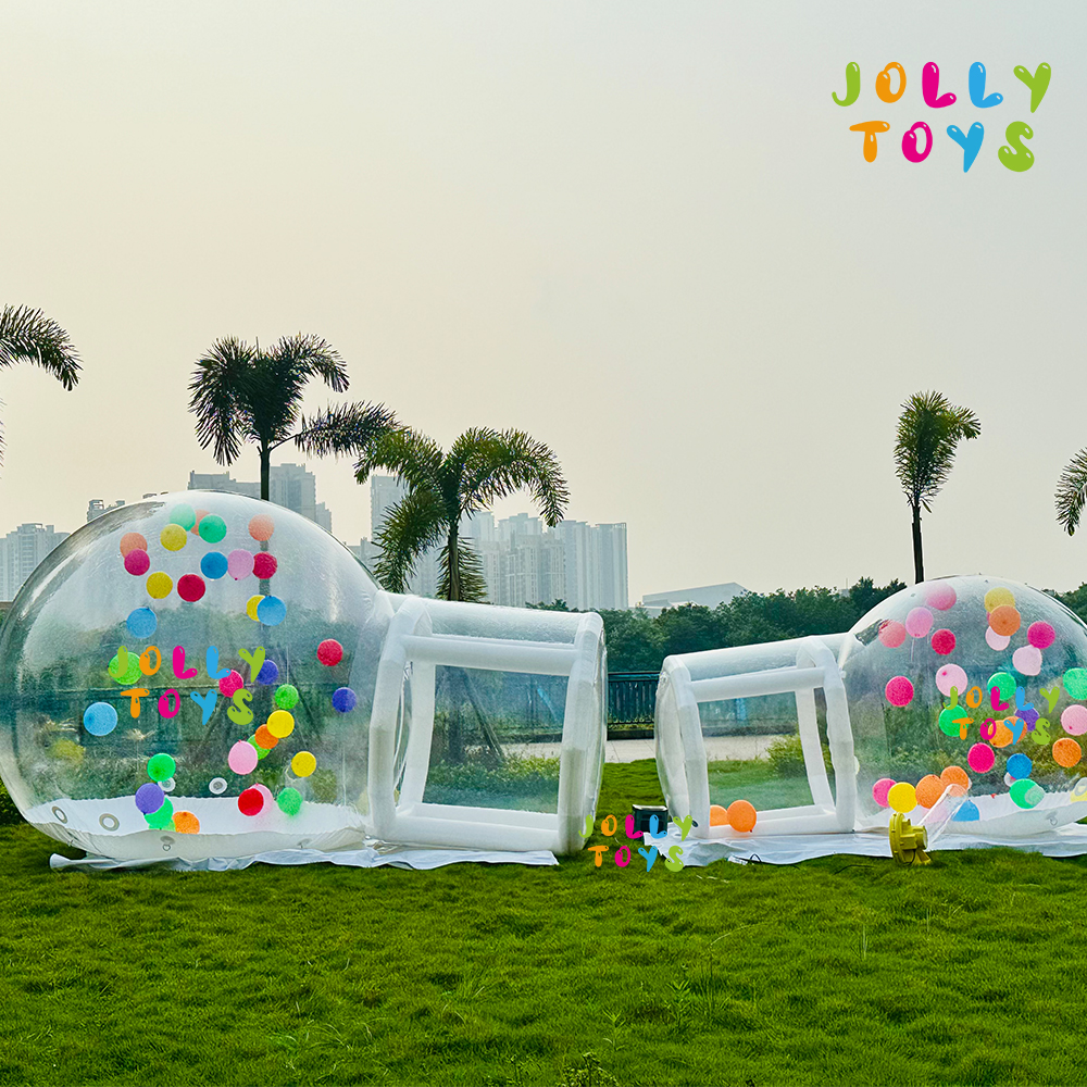 JOLLY TOYS Balloon inflatable bubble house with trampoline and transparent dome PVC material  with blower