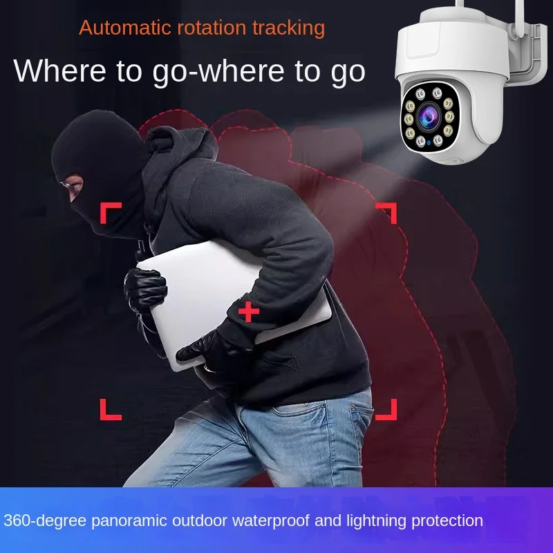 Cámara Wifi con Zoom PTZ 10X, videovigilancia inteligente de seguridad para el hogar para exteriores, cámaras IP inalámbricas de 5MP, seguimiento humano automático AI