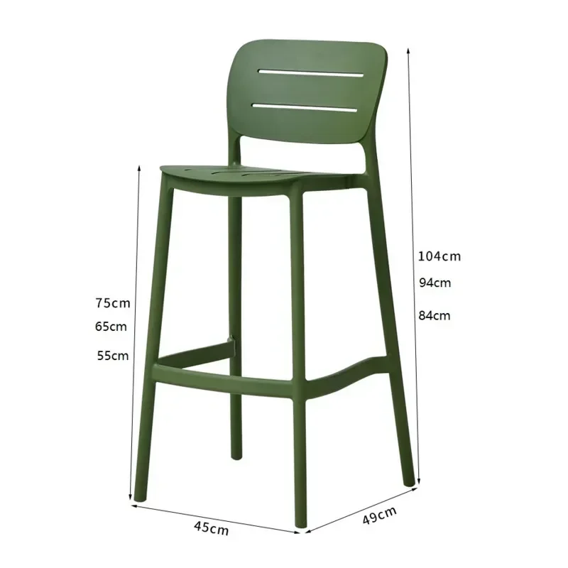 Silla de Bar de diseño nórdico para sala de estar, asiento de plástico moderno, sencillo y ligero, para cafetería, taburete alto apilable para exteriores, muebles