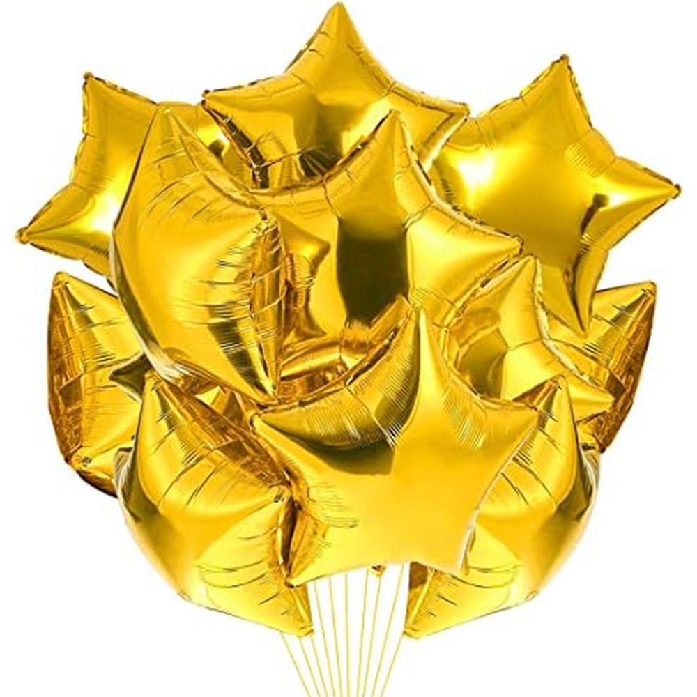 20pcs ลูกโป่งรูปดาว Golden Five Pointed Star บอลลูนเหมาะสําหรับงานปาร์ตี้,ตกแต่งงานแต่งงาน, และฉลองวันเกิดธันวาคม